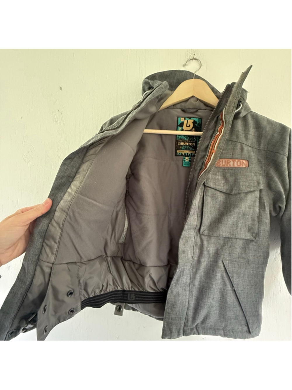 Burton Kids Gray Textured Insulated Snowboard Jacket Youth Small - Picture 4 of 10